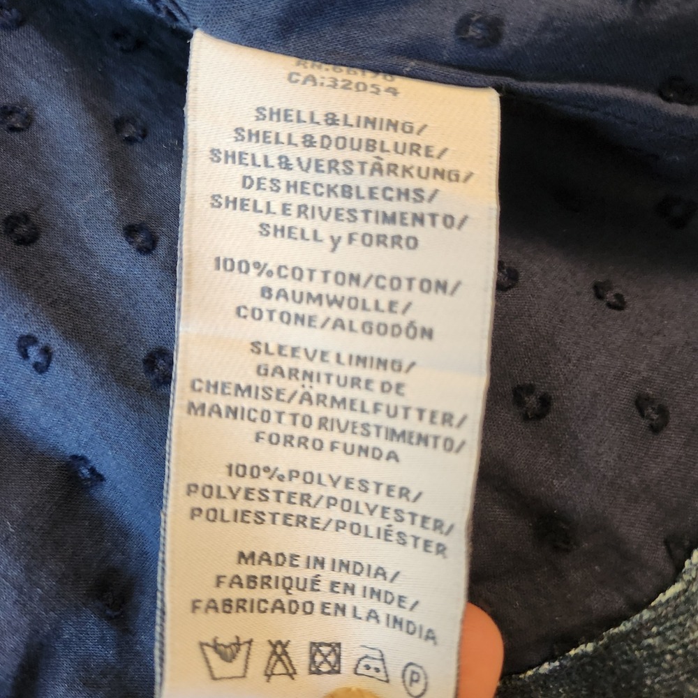 Anthropologie Indigo Blue Shibori Tie Dye Cotton Cropped Open Front Denim Jacket - Picture 7 of 8